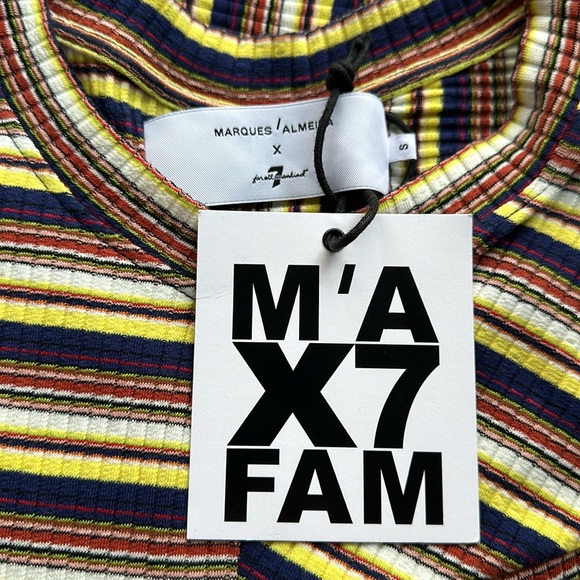 NWT Marques Almeida 7FAM Cotton Paneled Short Sleeve Shirt Small Colorful - Picture 2 of 9